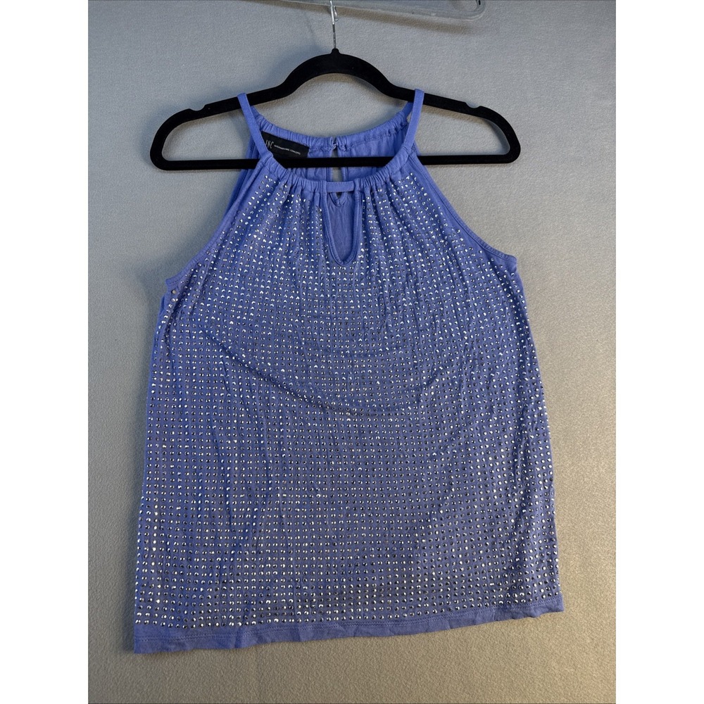 INC International Concepts Rinestone Sleeveless Top, Small, Flowy, Keyhole Neck